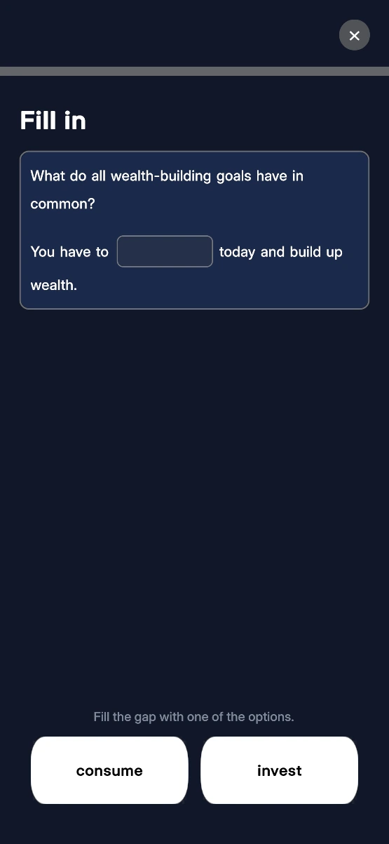 Percy app: a Fill in exercise with a gap in the sentence